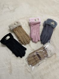 Wholesale Designer Gloves Men's Women Warm Wrap Finger Glove with Waterproof Riding plus Velvet Thermal fitness