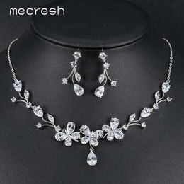 Mecresh Cute Butterfly Bridal Necklace Jewellery Sets for Women Clear Cubic Zirconia Wedding Earrings Sets Christmas Jewellery TL545 H258h