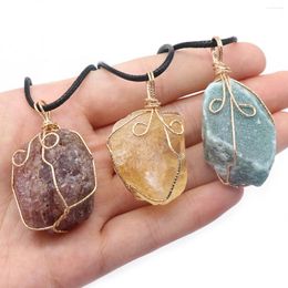 Pendant Necklaces Healing Raw Stone Mineral Necklace Irregular Natural Winding Crystal Fluorite Charms For Women Jewellery