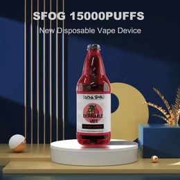 original puff 15000 disposable vape SFOG 15000 puffs e cigarette prefilled 22ml pod 15 flavors vape disposable puff 15k 6 RGB lights rechargeable big vapor pen