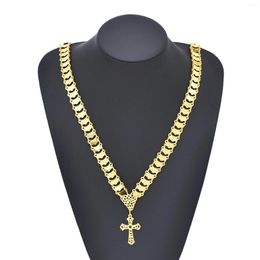 Pendant Necklaces Golden Cross Necklace For Women Men European American Fashion Streeting Long Sweater Chain India Ethnic Neck Jewelry