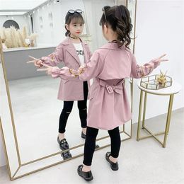 Coat 3-14Y Teen Girls Long Trench Coats 2023 Fashion England Style Windbreaker Jacket For Spring Autumn Children's Clothing