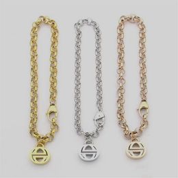 Europe America Fashion Style Men Lady Women Titanium steel 18K Gold Thick Chain Bracelet With G Initials Heart Pentagram Charm 3 C272d