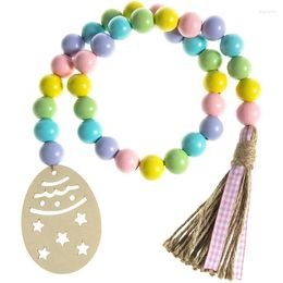 Novelty Items Easter Wood Bead Garland Farmhouse Rustic Spring Beads Prayer Boho Tiered Tray Accessory For Decor