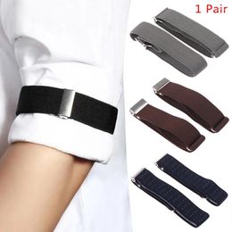 Fingerless Gloves 2pcs Elastic Armband Shirt Sleeve Holder Women Men Arm Bands Groom Garter Metal Bracelet For Ladies Non-Slip Straps