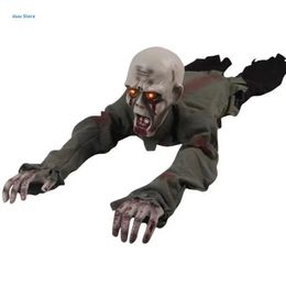 Other Event Party Supplies Scary Halloween Crawling Ghost Electronic Creepy Bloody Zombie with LED Eye Prop 231019