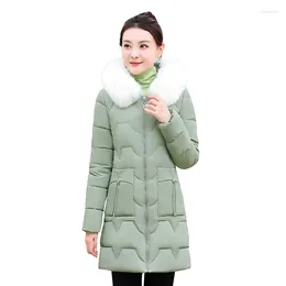 Women's Trench Coats Parka Women Thick 2023 Winter Thickened Cold And Warm Coat With Large Wool Collar 859z