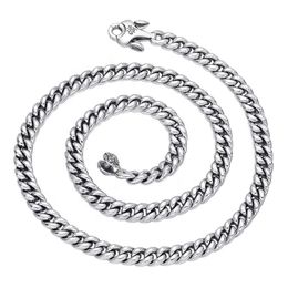 New vintage vajra pestle Cuban chain necklace Simple and generous 925 silver set with moissanite Width 9mm length 60cm