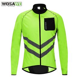 Cycling Jackets WOSAWE Men's Windbreaker Cycling Jacket Breathable Windproof Reflective Strips Water Resistance Bike Bicycle Sports Raincoat 231018