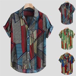 Casual Colour Block Shirt Men Cotton Designer Brand Slim Fit Man Shirts Short Sleeve Red Shirts Man summer Men's Clothing245U