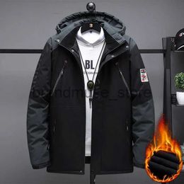 Men's Down Parkas Outdoor Black Fashion Parkas Zip Up Jacket Winter Thick Velvet Oversize 7XL 8XL 9XL Coat For Men's Windproof Waterproof Clothes J231019
