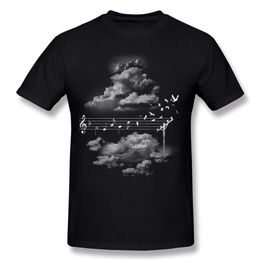 Luxury Man 100% Cotton Music Gives Wings Tee-Shirts Man O Neck Black Short Sleeve T-Shirt Plus Size Printed On Tee-Shirts333A