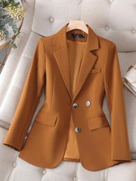 Women's Suits Long Sleeve Women Blazer Orange Black Beige Female Coat Autumn Winter Office Lady Business Work Wear Formal Jacket