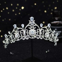 Light Blue Crystal Tiara Crown Princess Bridal Wedding Headband Hair Jewellery Accessories Fashion Headdress Pageant Prom Ornaments 2473