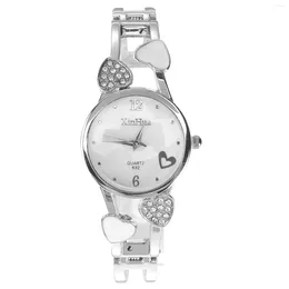 Wristwatches Diamond Bracelet Watch Quartz Lady Wristwatch Stylish Women Silver Cuff Women's Girls Chic Female Stainless Steel Ladies