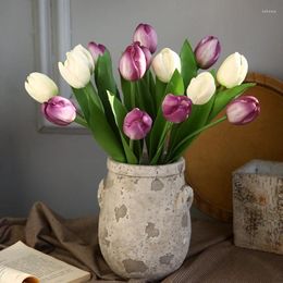 Decorative Flowers 1pcs 35cm Tulip Flower Artificial Real Touch Bouquet For Wedding Ceremony Decor Home Garden