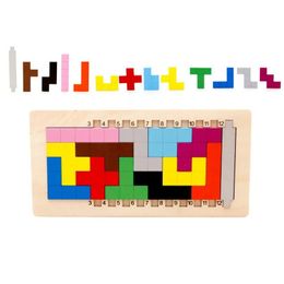 Akcesoria dla lalek Kolorowa drewniana gra tangram zwiastun łamigłówki Puzzle Baby Preschool Magination Wczesna edukacyjna zabawka dla dzieci Prezent 231019