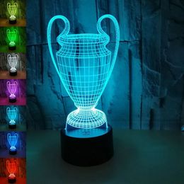 Foosball Football Cup Lamp Trophy Shaped 3D Night Lights Decoration Girls 7 Colors Changing USB LED Table Lamp Football Sport Fans 231018