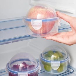 Storage Bottles 2pc Vegetable Fruit Containers Food Tomatoes Onion Apple Kitchen Box Round Clear Container With Lid