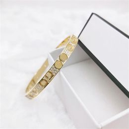 Designer Bangle CZ Rhinestone Classic Rose Gold Silver Colour Bangles Bracelets Jewellery Box Package 113 8 hc284U