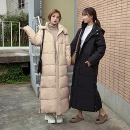 Women's Trench Coats 2023 Winter Long Straight Coat For Women Hooded Thicken Down Parka Ladies Warm Jacket Loose Plus Size Outwear