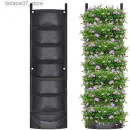 Planters Pots Waterproof Vertical Hanging Garden Grow Bag Planter Flower Pots Layout Outdoor Garden Wall Mount Hanging Flower Pot Bag Indoor YQ231019