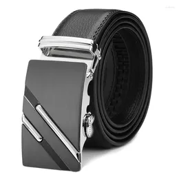 Belts High-quality Men's Brand Leather Belt Business Mens Fashion Solid Color Plus Long Metal Buckle Men