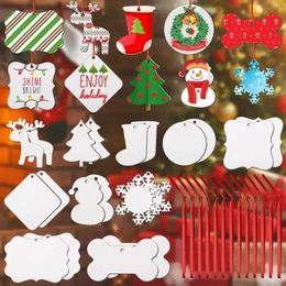 Christmas Sublimation Wooden Blank Pendants Ornament Double-Sided MDF Decorations Pendant Blank Bulk Tree Commemorative Discs Supplies for DIY Decor E1019