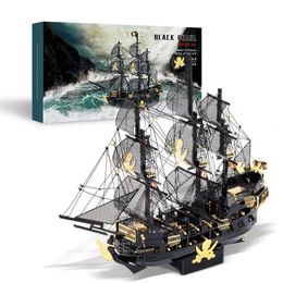 Doll House Accessories Piececool 3D Metal Puzzles The Black Pearl Jigsaw Assembly Model Kits Diy Pirate Ship for Adult Birthday Gifts for Teens 231019