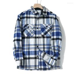 Men's Casual Shirts Autumn Winter For Men Cotton Long Sleeve Plaid Brushed Flannel Shirt Jackets Unisex Hip Hop Warm Thermal Jacket