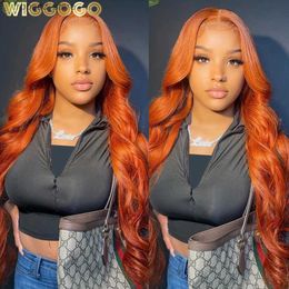 Synthetic Wigs Wiggogo Ginger Lace Front Wig Human Hair 13X6 Hd Lace Frontal Wig 13X4 Orange Wig Body Wave Human Hair Wigs Coloured Hd Lace Wigs Q231019