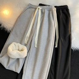 Mens Pants DIHOPE Lambs Wool Casual Men Women Winter Oversize Thickened Sweatpants Unisex Warm Velvet Straight Wide Leg Trousers 231018