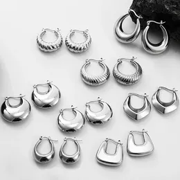 Hoop Earrings Smooth Stainless Steel Croissant Thick Huggie For Women Girls Simple Polished Hoops Ear Buckle Bijoux Party Gifts