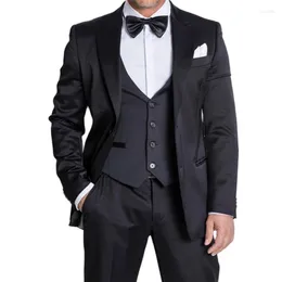 Men's Suits Black Formal Men Suit Slim 3 Pieces Fit Bespoke Groom Tuxedo Blazer For Wedding Prom Costume Jacket Vest With Pants