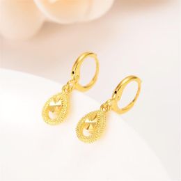 Cute gold Earring waterdrop Girls Ladies Birthday Party Trendy 22 K 24 K Thai Baht Fine Gold Plated Engagement Bands Promise1893