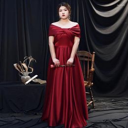 Party Dresses Evening Dress Burgundy Off The Shoulder Simple Floor-Length Elegant Short Sleeves A-Line Plus Size Women Formal Gowns D1232