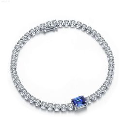 Elegant 9k white gold Jewellery lab grown sapphire emerald cut moissanite tennis bracelet and bangles for women