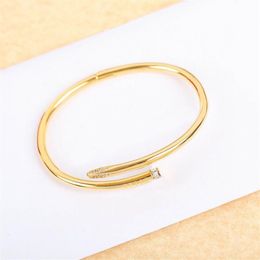 V Gold 2022 Luxury quality charm bangle thick nail bracelet in three sizes for women wedding jewelry gift have box stamp PS7359293S
