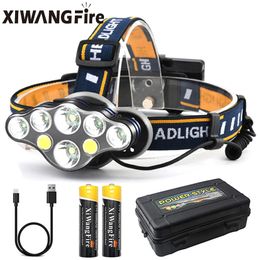 Outdoor Gadgets Super Bright 8 * LED Headlamp Multifunctional Waterproof Headlight Rechargeable Lantern Outdoor Fishing Light Camping head lamp 231018