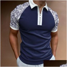 Mens S Summer Golf Shirts For Men Style Short Sleeve Tops With Zipper Lapel Casual Slim Trend Good Costuming Drop Delivery