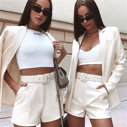 Two Piece Blazer Set Women Office Set 2 Pieces Elegant Work OL Blazer And Shorts Coat Woman Sexy Chic Suit Summer Clothes for Wome261Q