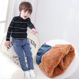 Jeans Winter Korean Kids thick warm denim pants baby boy girl jeans 2-6 years with Velvet Cowboys Pants Infants Trousers 231019