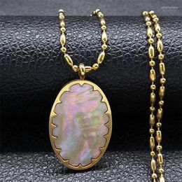 Pendant Necklaces Y2K Pink Necklace For Girl Shell Stainless Steel Gold Colour Aesthetic Elegant Clavicle Chain Jewellery Gift Girlfriend