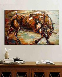 Unframed hand painted office canvas wall art fighting bull oil painting on canvas Bullfighting wall paintings5321840