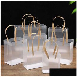 Gift Wrap Clear Gift Tote Bags With Handles Bk Bouquet Pvc Party Favours Bag For Wedding Birthdays Bridal Showers Festival Treat White Dhydx