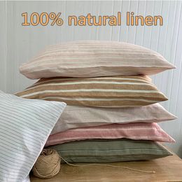 Pillow Case Classic Stripe % Pure Linen Pillowcase for Bedding Home Decor Pillow Cushion Cover Case 50*75 cm Comfortable 231013