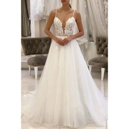 A Line V Neck Wedding Dress Sleeveless Appliques Ruched Bridal Gowns Custom Plus Size Robe De Mariee 328 328