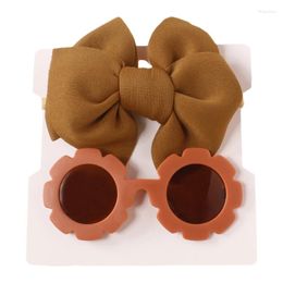 Hair Accessories Baby Girls Headband And Sunglasses Set Bows Band & Round For Born Infant Children Beach-