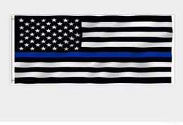 USA Police Flags 3 5 Foot Thin Blue Line USA Flag Black White And Blue American Flag With Brass Grommets Banner Flags AAD27533983360