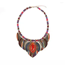 Choker Fashion Necklaces For Women Pendant Crystal Feather Leaves Black Leather Rope Multi-layer Fringe Ethnic Style Necklace Multicolo